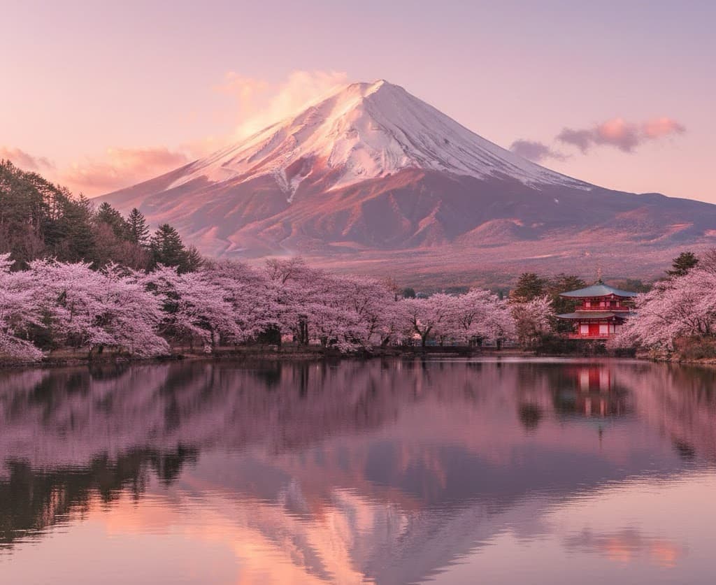 Mount Fuji and Cherry Blossoms